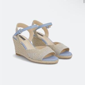 Blue and Cream Wedge Sandals